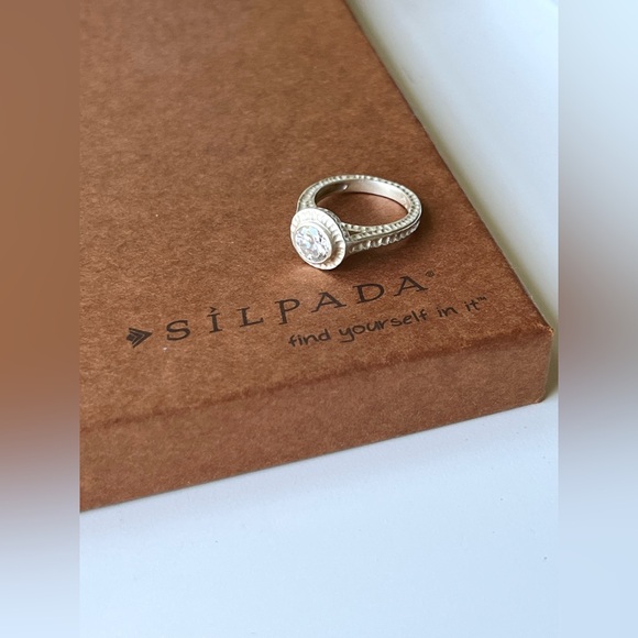 Vintage Ring Silpada THAI 925 Hand Hammered Clear Rock Crystal Quartz stone - Picture 4 of 5